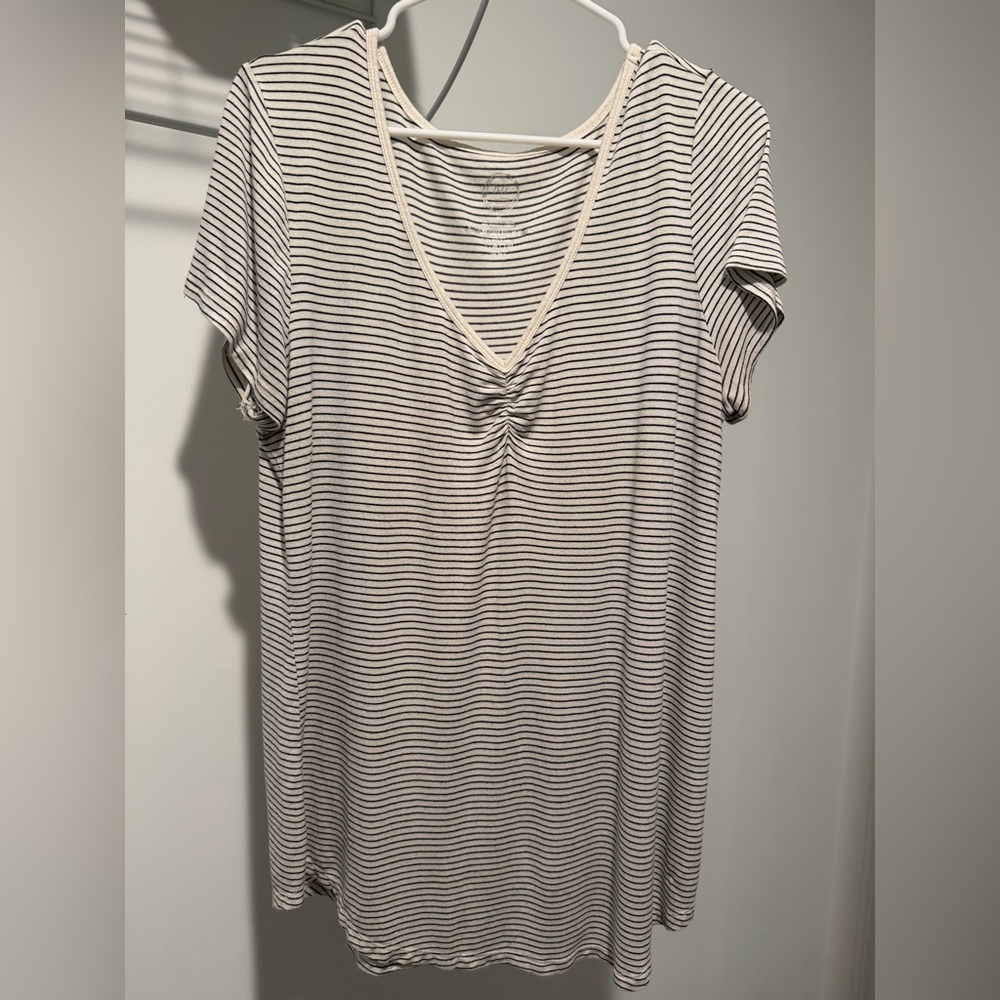 Maurices Black and White Striped Short Sleeve Tee